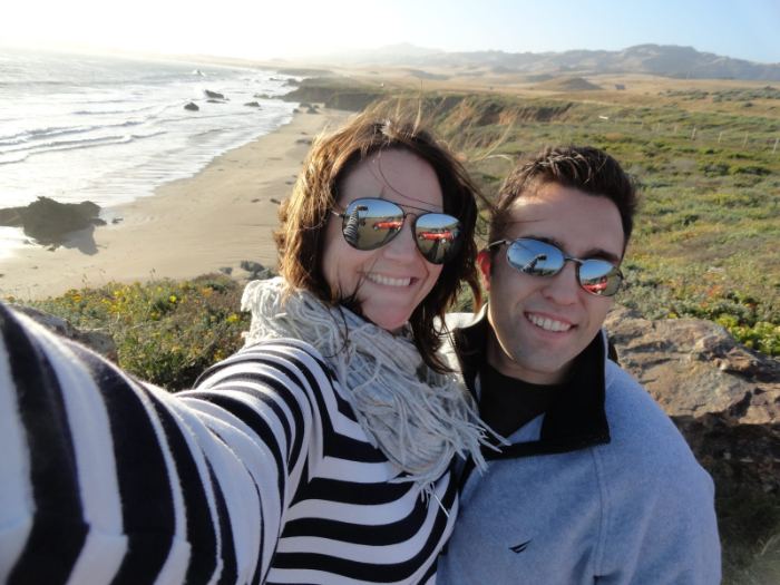A couple taking a selfie on a hike